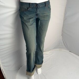 Moschino Cheap and Chic distressed studded cuffed straight blue jeans 10